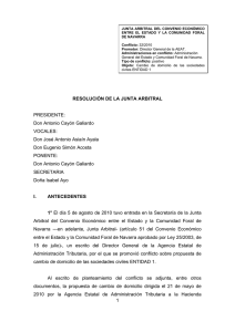 Resolución Junta Arbitral de Navarra 32-2010, de 15 de marzo de 2012