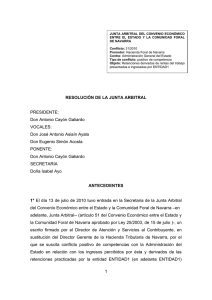 Resolución Junta Arbitral de Navarra 31-2010, de 17 de mayo de 2012