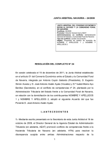 Resolución Junta Arbitral de Navarra 24-2009, de 15 de diciembre de 2011