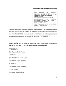 Resolución Junta Arbitral de Navarra 23-2009, de 15 de octubre de 2010