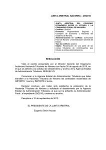 Resolución Junta Arbitral de Navarra 29-2010, de 10 de septiembre de 2010