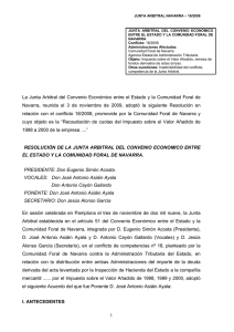 Resolución Junta Arbitral de Navarra 18-2008, 3 de noviembre de 2009