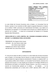 Resolución Junta Arbitral de Navarra 11-2007, 3 de noviembre de 2009