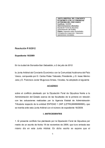 Resolución Junta Arbitral del País Vasco 8/2012, de 2 de julio de 2012