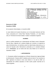 Resolución Junta Arbitral del País Vasco 07/2009, de 3 de abril de 2009