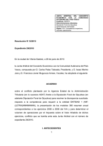 Resolución Junta Arbitral del País Vasco 13/2013, de 28 de junio de 2013