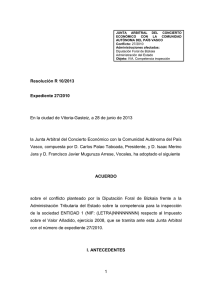 Resolución Junta Arbitral del País Vasco 10/2013, de 28 de junio de 2013