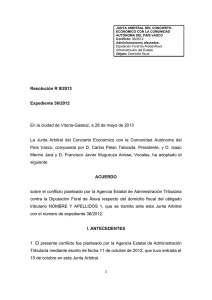 Resolución Junta Arbitral del País Vasco 9/2013, de 28 de mayo de 2013