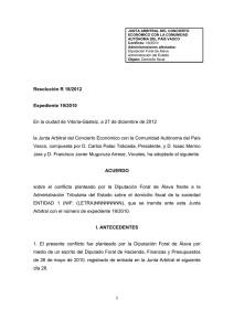 Resolución Junta Arbitral del País Vasco 18/2012, de 27 de diciembre de 2012