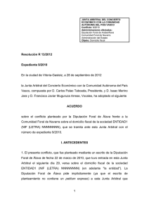 Resolución Junta Arbitral del País Vasco 13/2012, de 28 de septiembre de 2012