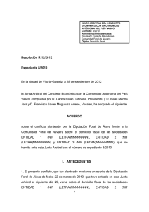 Resolución Junta Arbitral del País Vasco 12/2012, de 28 de septiembre de 2012