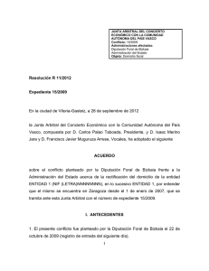 Resolución Junta Arbitral del País Vasco 11/2012, de 28 de septiembre de 2012