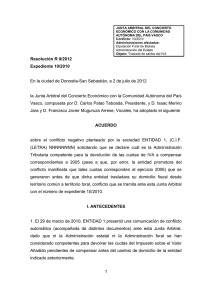Resolución Junta Arbitral del País Vasco 9/2012, de 2 de julio de 2012