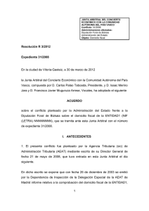 Resolución Junta Arbitral del País Vasco 3/2012, de 30 de marzo de 2012
