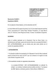 Resolución Junta Arbitral del País Vasco 28/2011, de 22 de diciembre de 2011