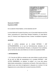 Resolución Junta Arbitral del País Vasco 25/2011, de 22 de diciembre de 2011