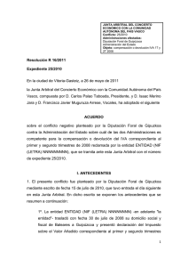 Resolución Junta Arbitral del País Vasco 16/2011, de 26 de mayo de 2011