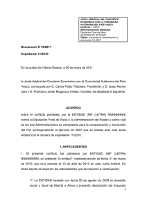 Resolución Junta Arbitral del País Vasco 15/2011, de 26 de mayo de 2011