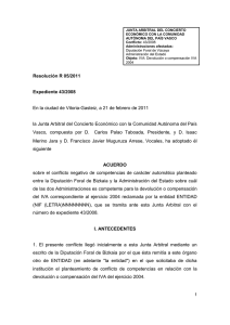 Resolución Junta Arbitral del País Vasco 05/2011, de 21 de febrero de 2011