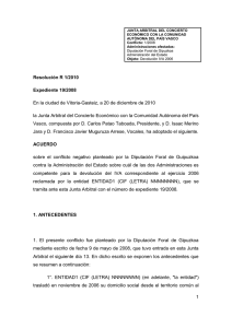 Resolución Junta Arbitral del País Vasco 01/2010, de 20 de diciembre de 2010