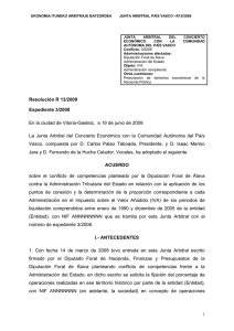Resolución Junta Arbitral del País Vasco 13/2009, de 19 de Junio de 2009