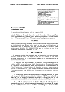 Resolución Junta Arbitral del País Vasco 10/2009, de 15 de mayo de 2009