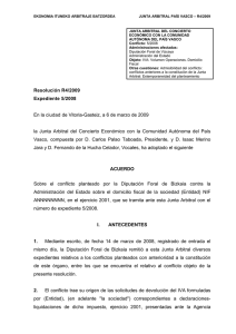Resolución Junta Arbitral del País Vasco 04/2009, de 6 de marzo de 2009