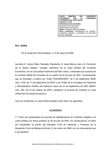 Resolución Junta Arbitral del País Vasco 08/2008 (1), de 12 de mayo de 2008