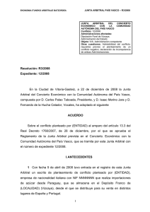 Resolución Junta Arbitral del País Vasco 03/2008, de 22 de diciembre de 2008