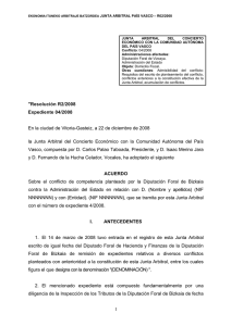 Resolución Junta Arbitral del País Vasco 02/2008, de 22 de diciembre de 2008