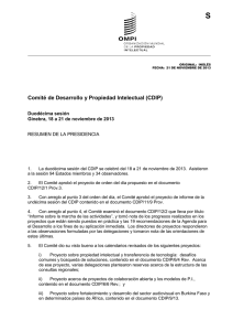 S Comité de Desarrollo y Propiedad Intelectual (CDIP) Duodécima sesión