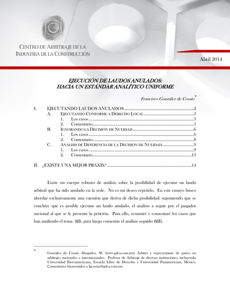 Doct. Arb. COSSIO - Ejecución De Laudos Anulados 2014