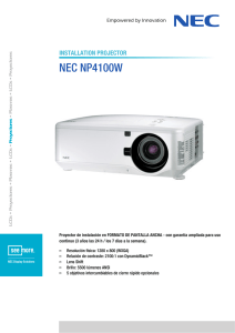 NEC NP4100W INSTALLATION PROJECTOR Proyectores •