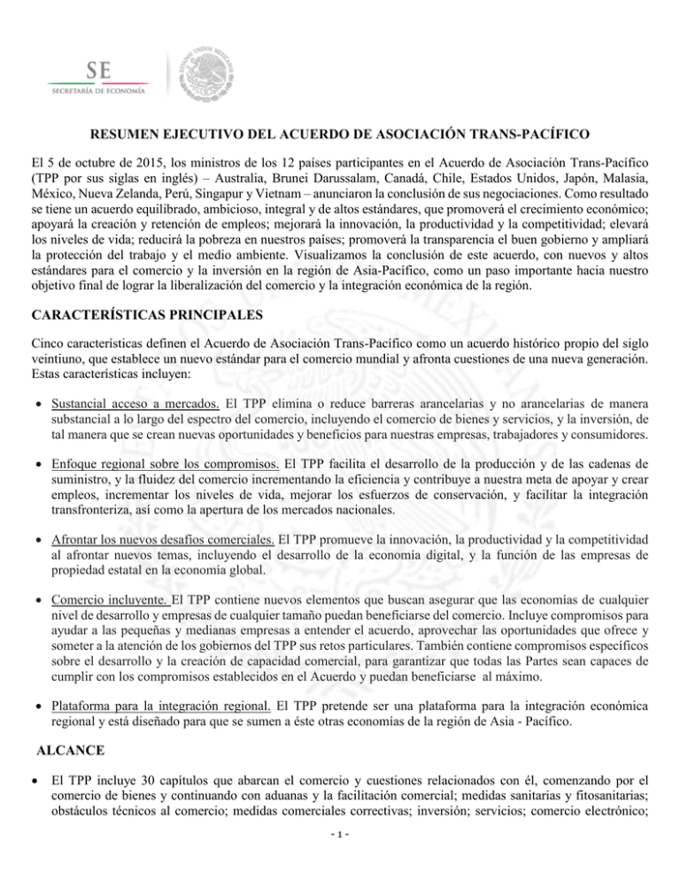 Resumen Del Acuerdo De Asociaci N Transpac Fico (TPP)