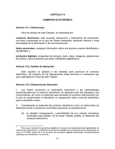 CAPÍTULO 14  COMERCIO ELECTRÓNICO Artículo 14.1: Definiciones