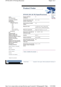 Product Finder  D70 Kit (DX 18-70) Especificaciones Página 1 de 1