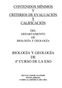 BIOLOGÍA Y GEOLOGÍA DE 4º CURSO DE LA ESO