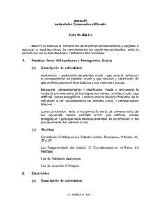 Anexo III Actividades Reservadas al Estado Lista de México