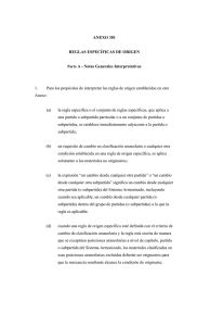 ANEXO 301  REGLAS ESPECÍFICAS DE ORIGEN A - Notas Generales Interpretativas