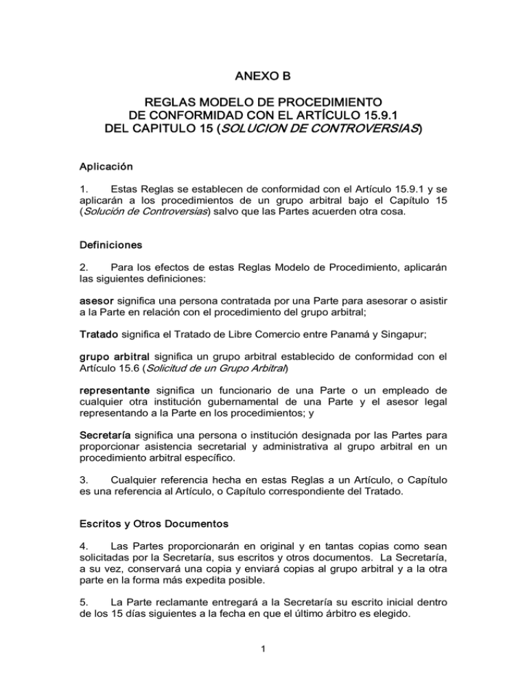 Reglas Modelo De Procedimiento