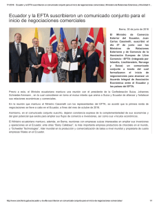 Ecuador y los Estados de la AELC anuncian el lanzamiento de negociaciones comerciales