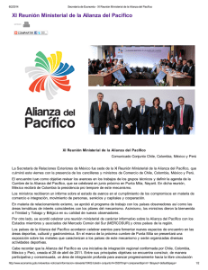 XI Reuni n Ministerial de la Alianza del Pac fico: Comunicado Conjunto de Chile, Colombia, M xico y Per