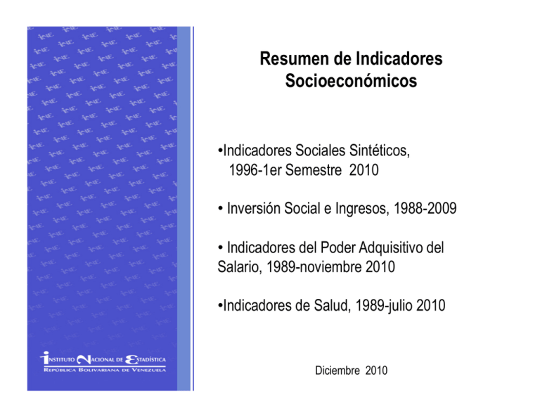 Resumen De Indicadores Socioeconómicos