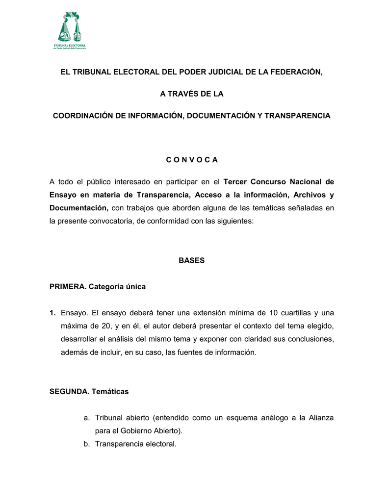 CONVOCATORIA 3ER CONCURSO ENSAYO