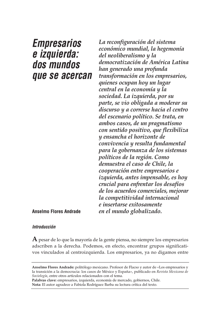 Empresarios E Izquierda Una Alianza Extrana pdf