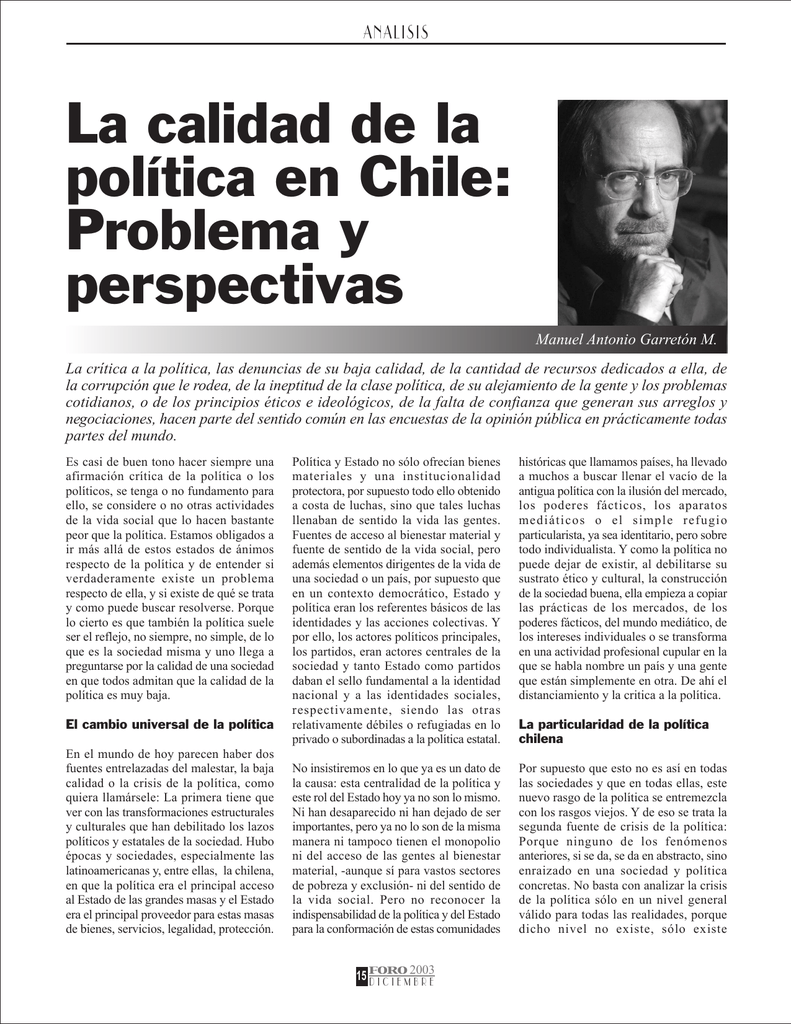 La Calidad De La Politica En Chile Pdf