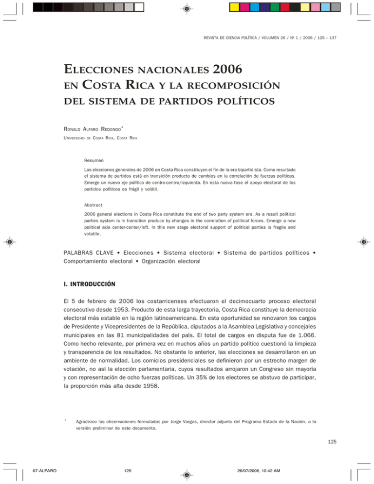 Partidos Politicos Y Elecciones En Costa Rica Pdf