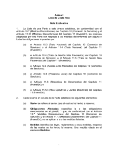 Anexo I Lista de Costa Rica  Nota Explicativa