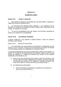 CAPÍTULO 13 TRANSPORTE AEREO Artículo 13.01 Ámbito