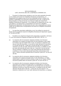 NOTAS GENERALES LISTA ARANCELARIA DE LA REPÚBLICA DOMINICANA 1.